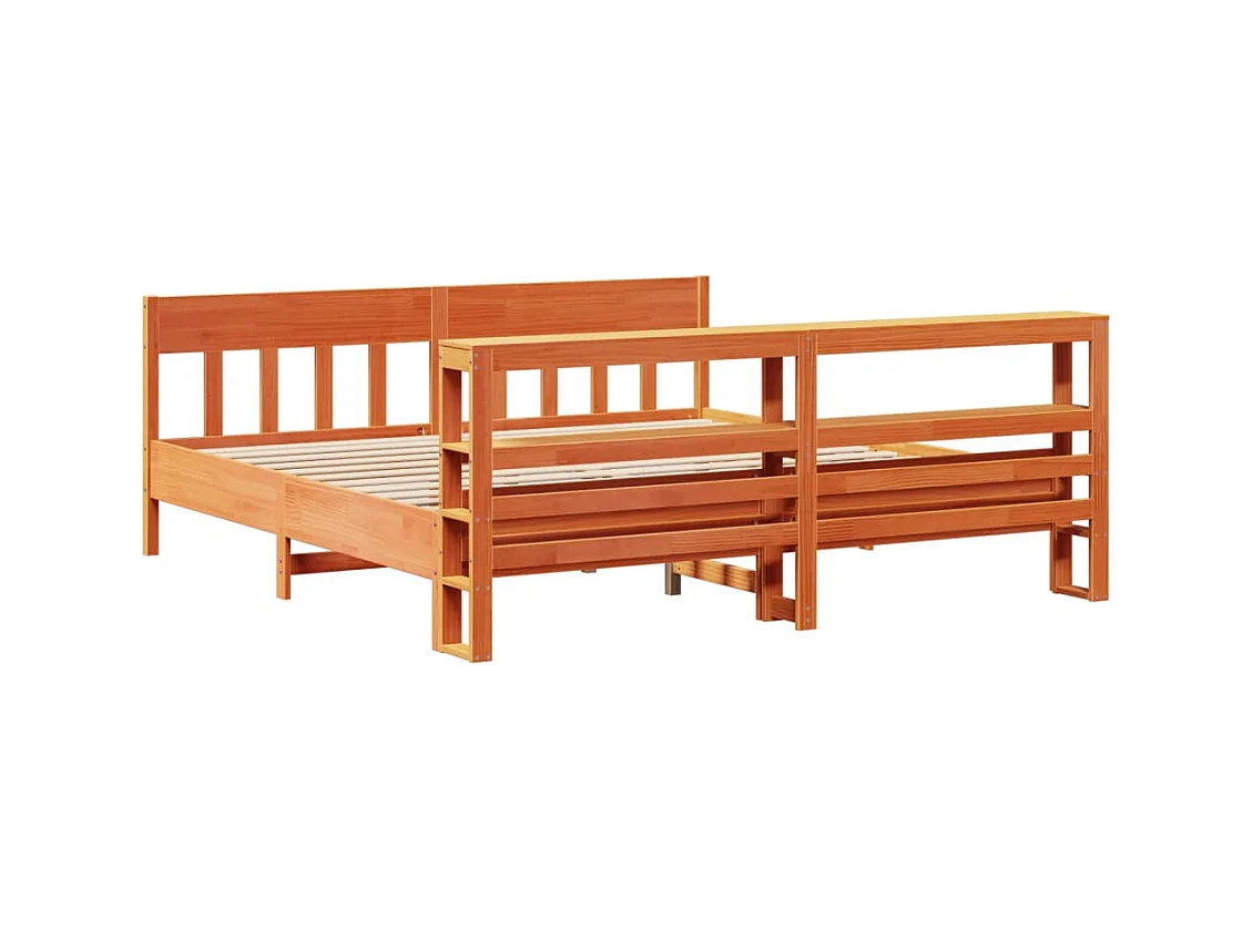 Cadre de lit sans matelas cire marron 200x200cm bois pin massif