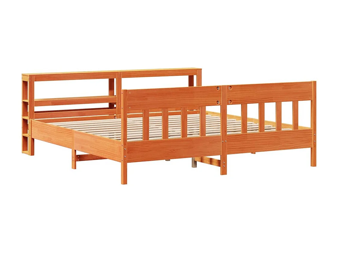 Letto senza Materasso Marrone Cera 200x200 cm in Legno di Pino