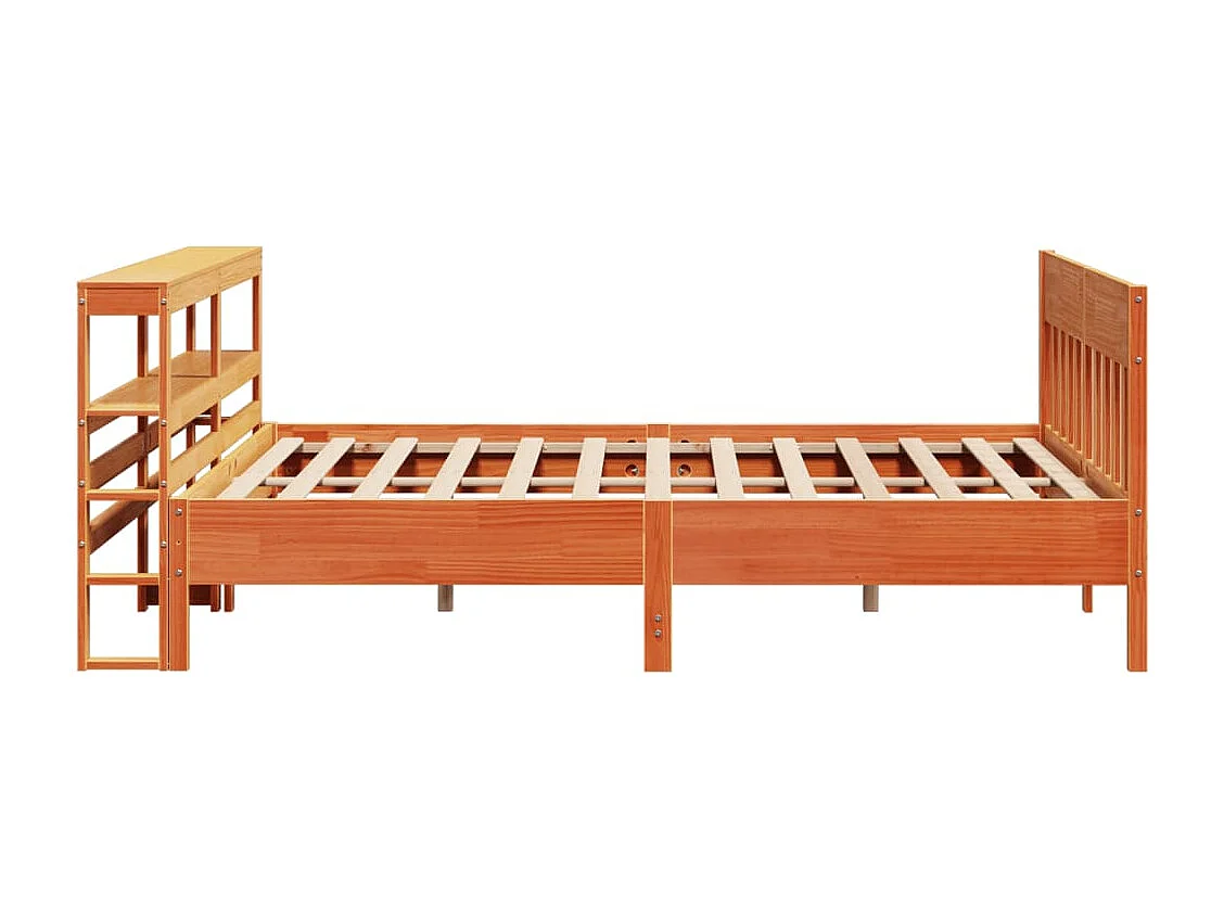 Cama sin colchón madera maciza de pino marrón cera 200x200 cm