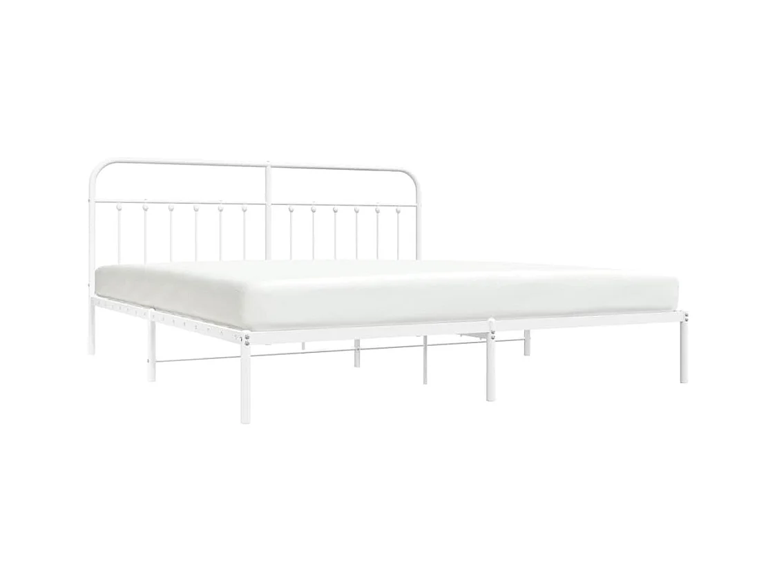 Estrutura de cama com cabeceira 193x203 cm metal branco