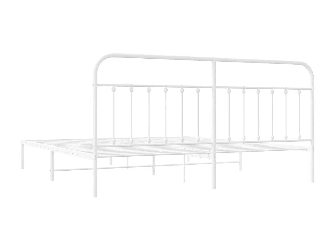 Cadre de lit métal sans matelas et tête de lit blanc 193x203 cm