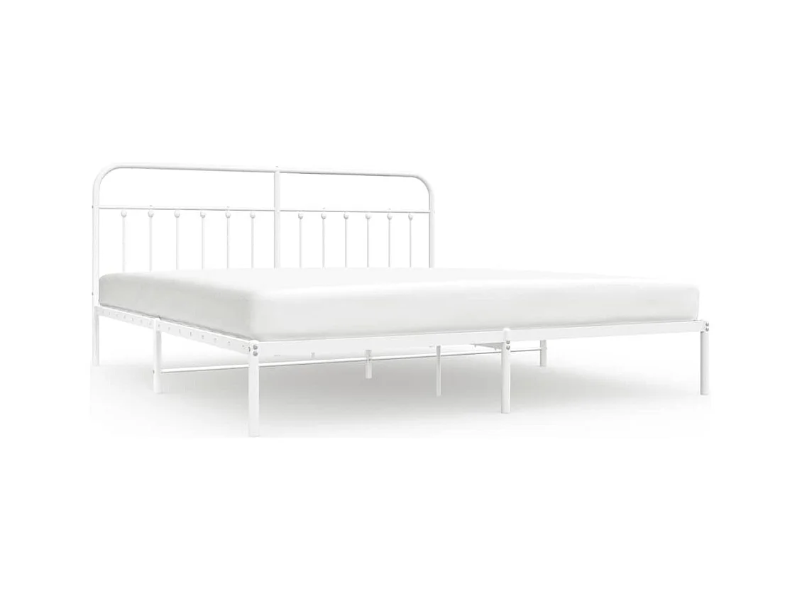 Bedframe met hoofdbord metaal wit 193x203 cm