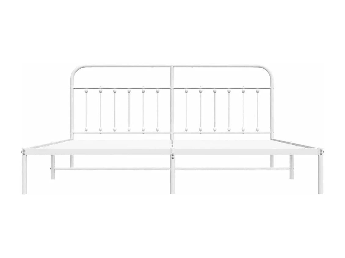 Bedframe met hoofdbord metaal wit 193x203 cm