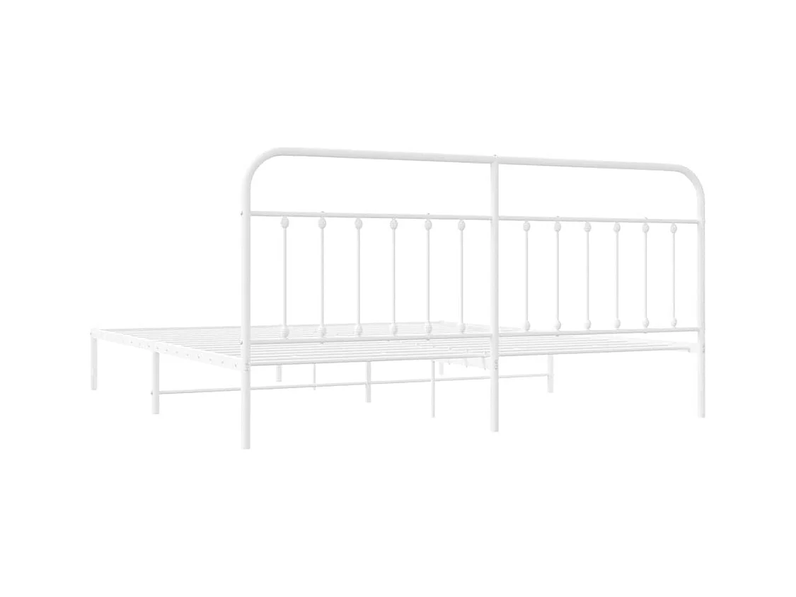 Bedframe met hoofdbord metaal wit 193x203 cm