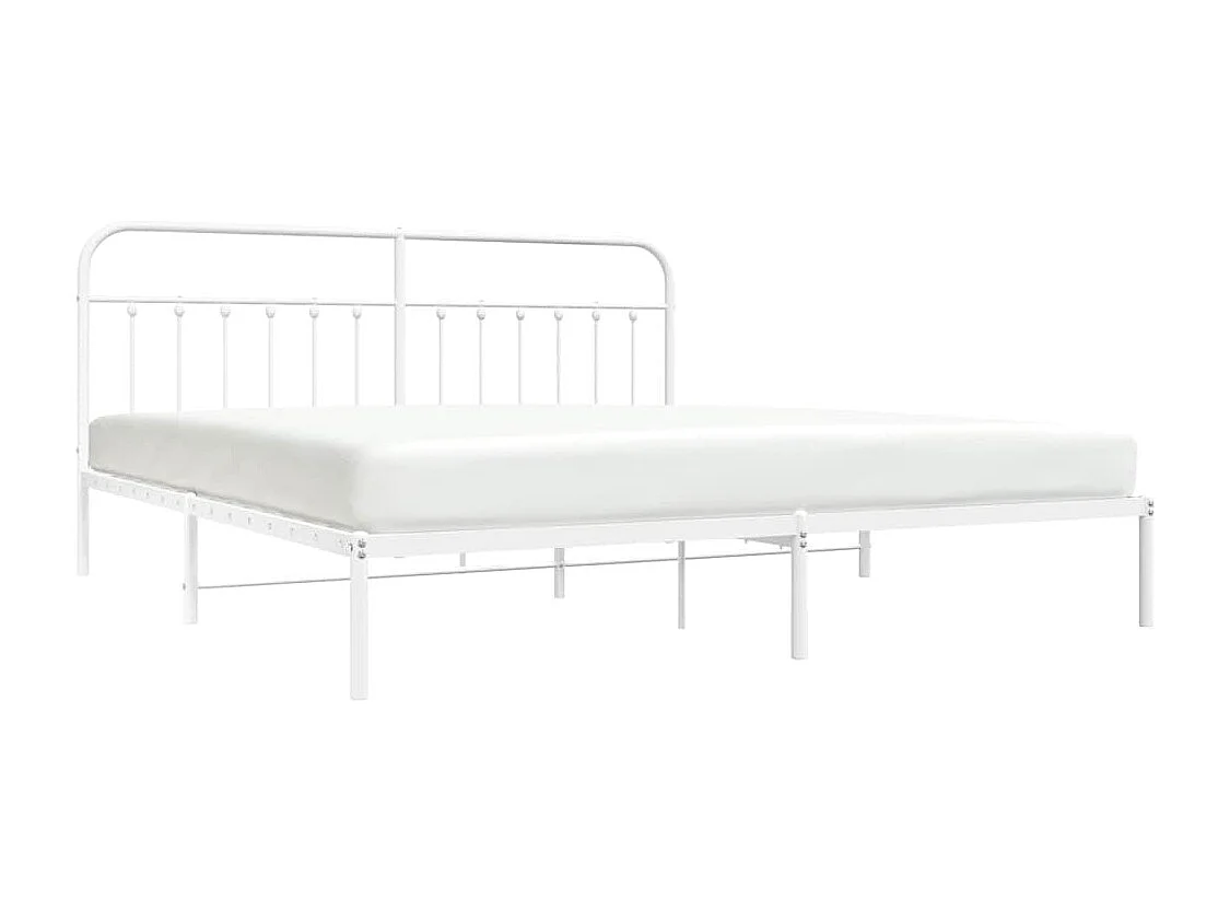 Cadre de lit métal sans matelas et tête de lit blanc 193x203 cm