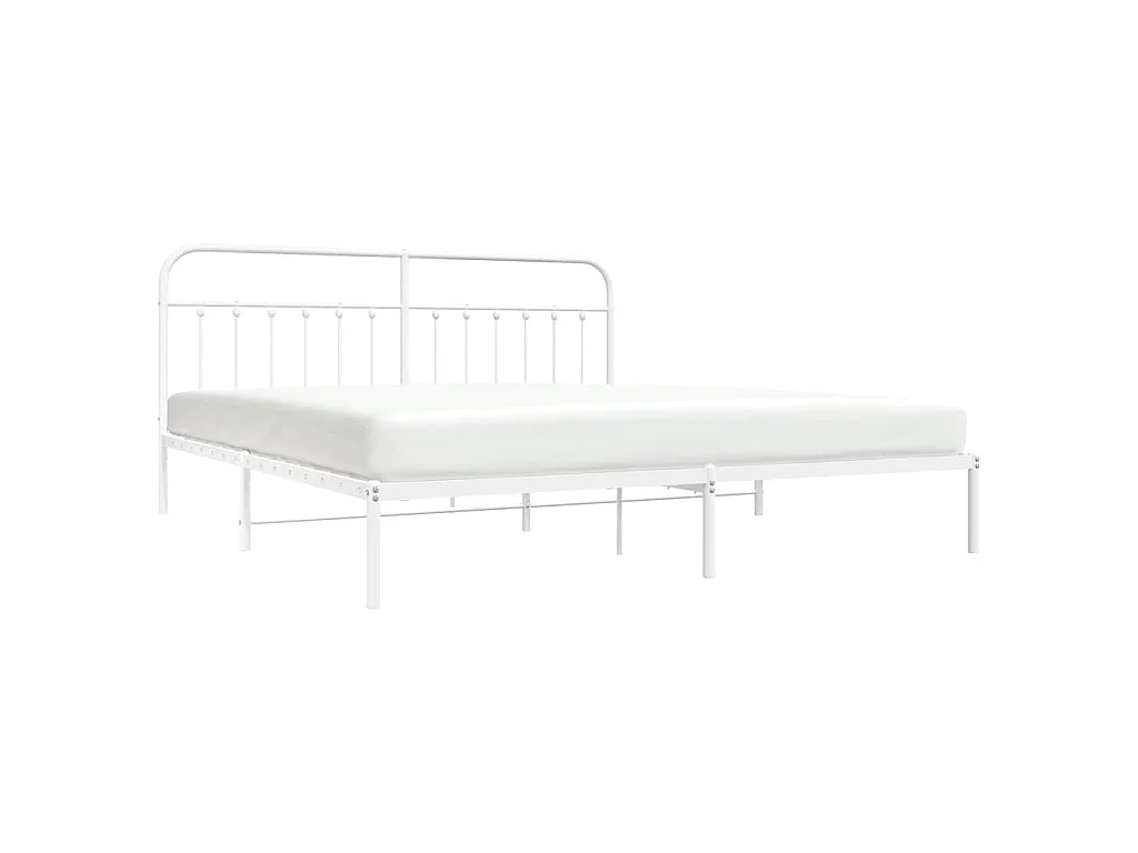 Cadre de lit métal sans matelas et tête de lit blanc 193x203 cm