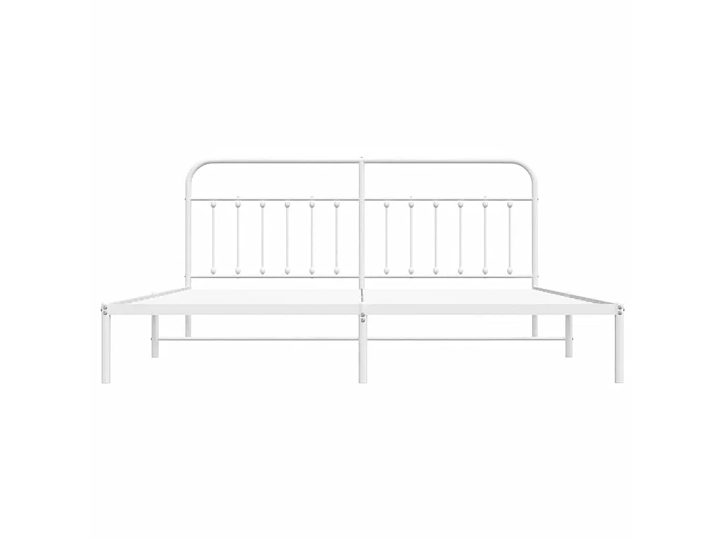 Cadre de lit métal sans matelas et tête de lit blanc 193x203 cm