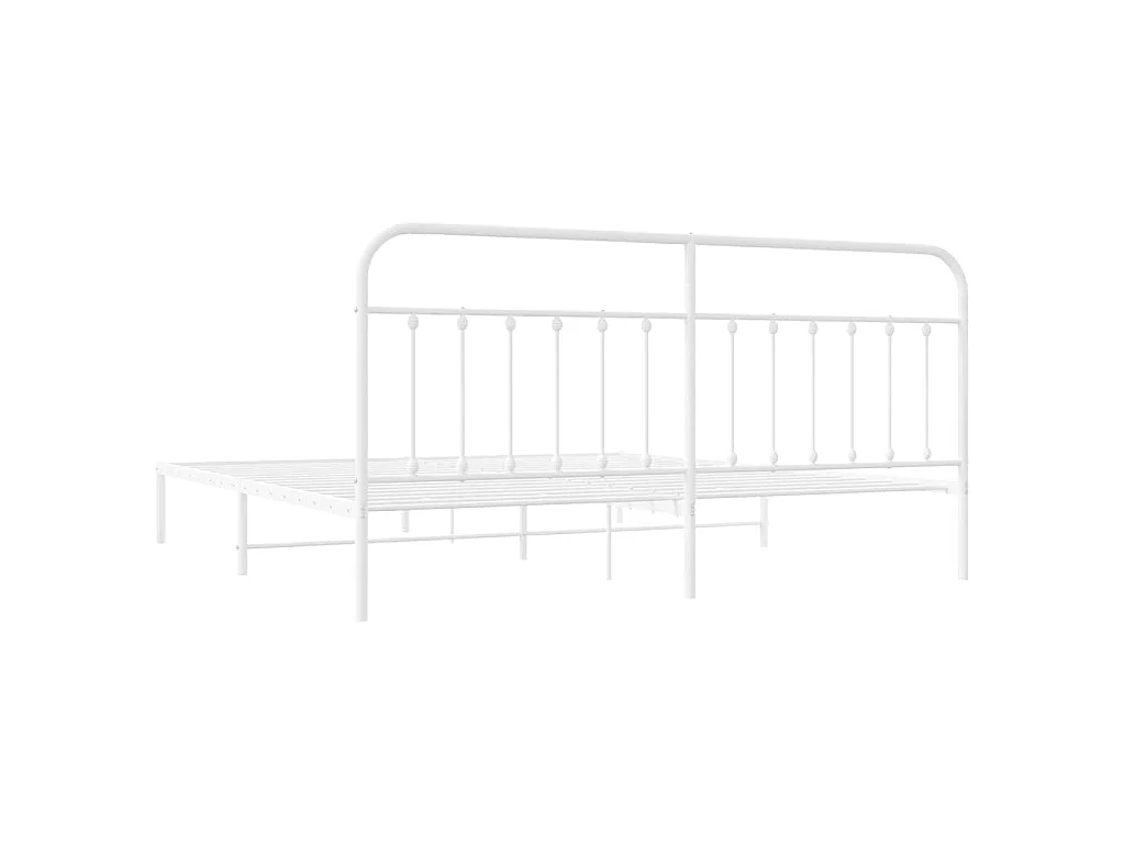 Cadre de lit métal sans matelas et tête de lit blanc 193x203 cm
