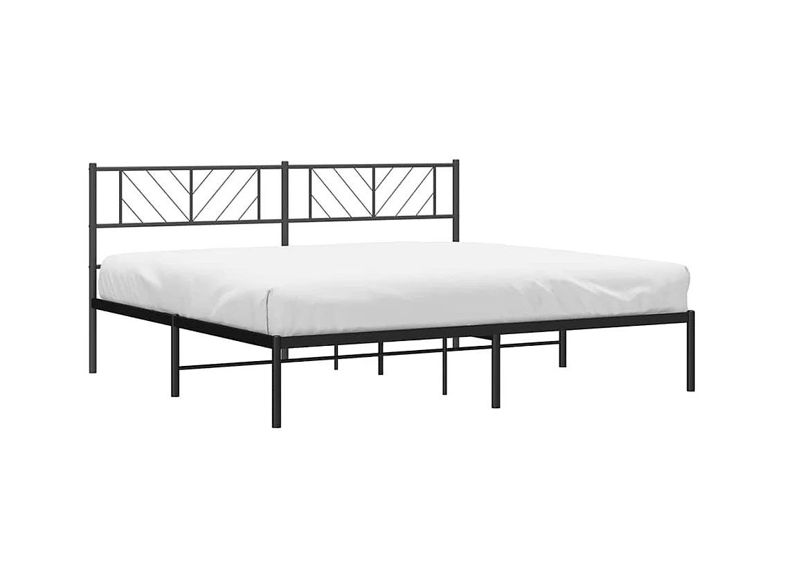 Cadre de lit métal sans matelas avec tête de lit noir 193x203cm