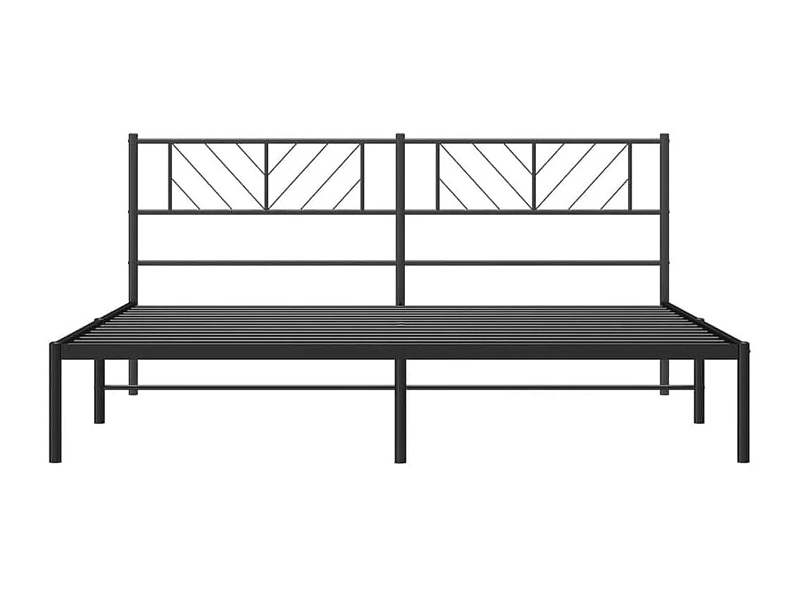 Cadre de lit métal sans matelas avec tête de lit noir 193x203cm