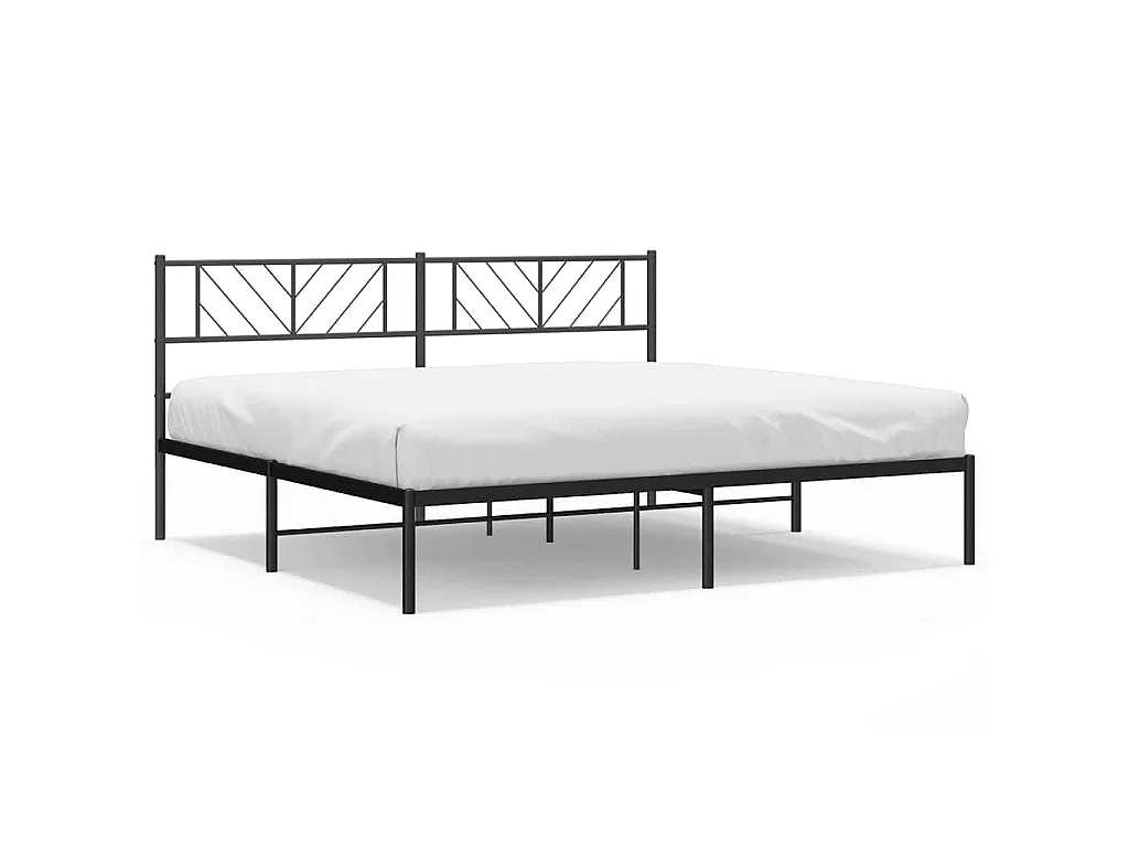 Cadre de lit métal sans matelas avec tête de lit noir 193x203cm