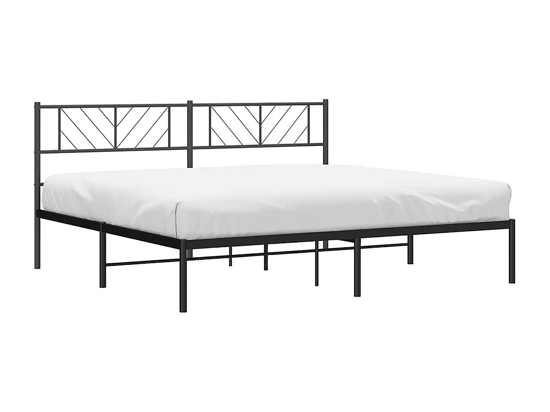 Cadre de lit métal sans matelas avec tête de lit noir 193x203cm