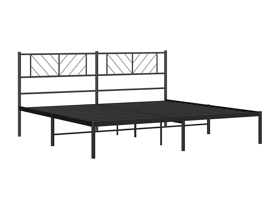 Cadre de lit métal sans matelas avec tête de lit noir 193x203cm