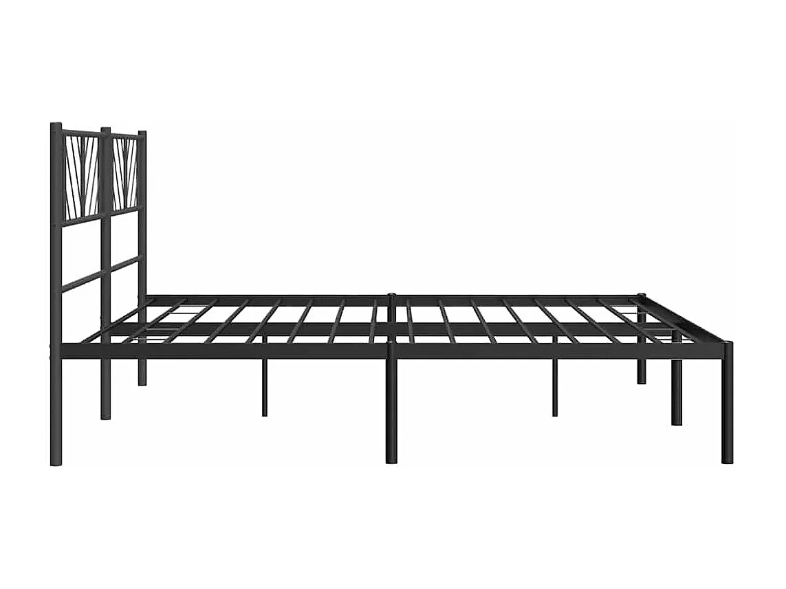 Cadre de lit métal sans matelas avec tête de lit noir 193x203cm