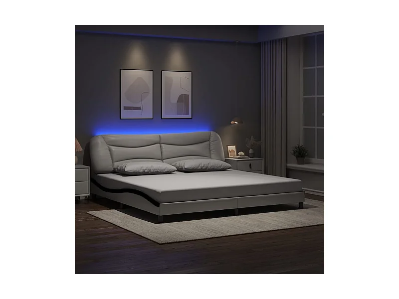 Giroletto con LED senza Materasso Hvar Bianco e Nero 200x200 cm