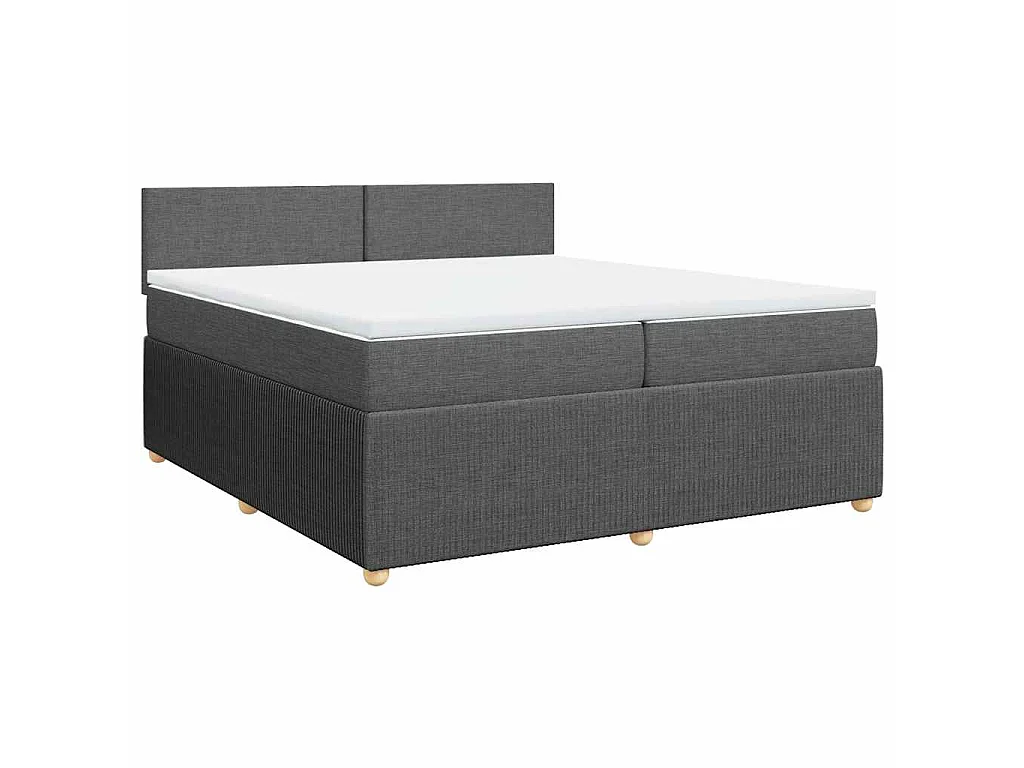 Cama box spring con colchón tela gris oscuro 200x200 cm