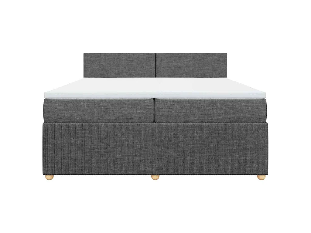 Cama box spring con colchón tela gris oscuro 200x200 cm