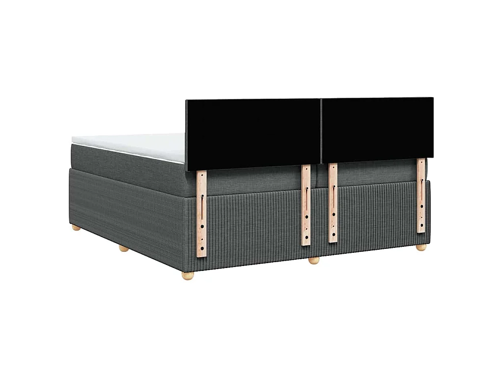 Cama box spring con colchón tela gris oscuro 200x200 cm