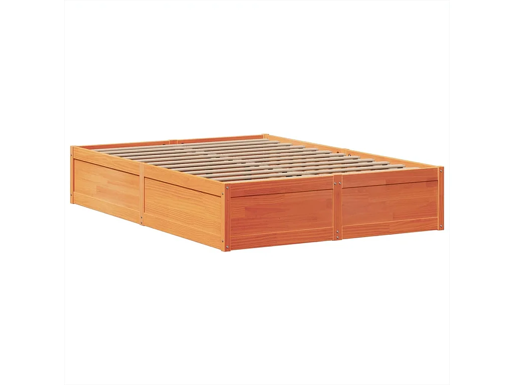 Cama sem colchão 150x200 cm madeira pinho maciça castanho-mel
