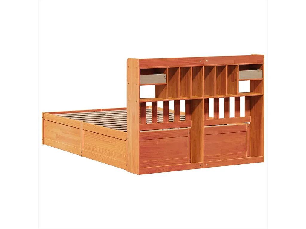 Cama sem colchão 150x200 cm madeira pinho maciça castanho-mel