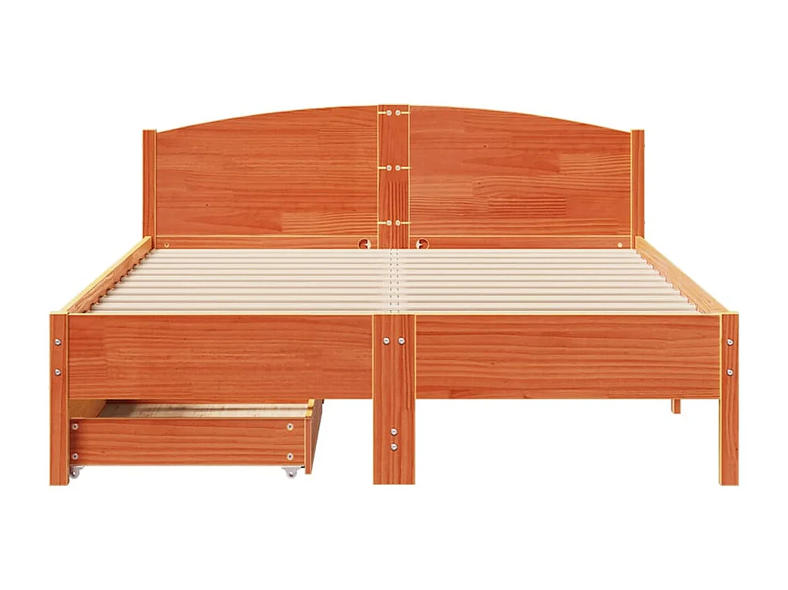 Cadre de lit sans matelas cire marron 150x200cm bois pin massif