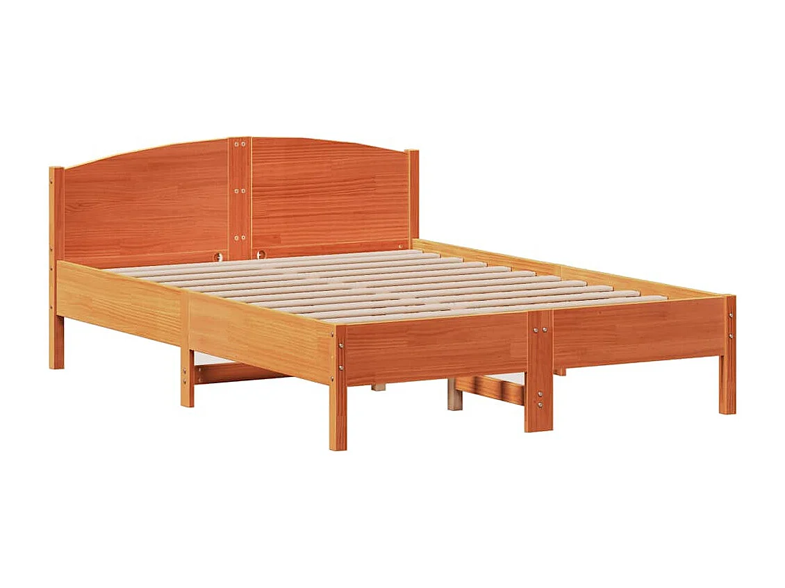 Cadre de lit sans matelas cire marron 150x200cm bois pin massif