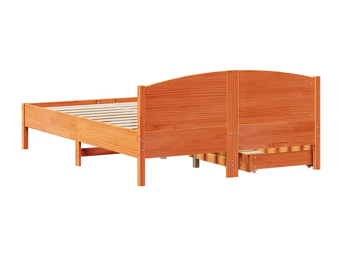 Cadre de lit sans matelas cire marron 150x200cm bois pin massif