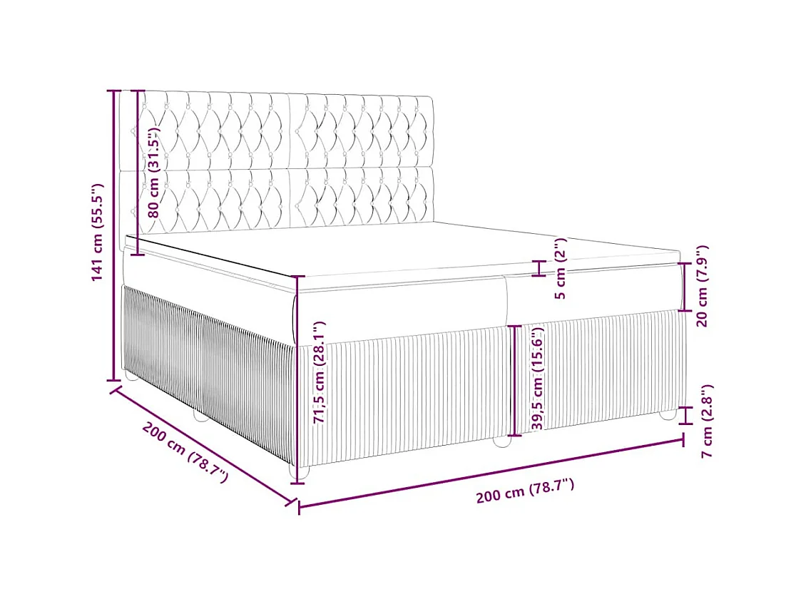 Boxspringbett mit Matratze Dunkelgrün 200x200 cm Samt