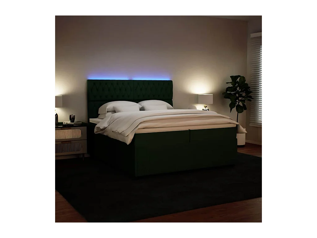 Sommier à lattes de lit et matelas Vert foncé 200x200cm Velours