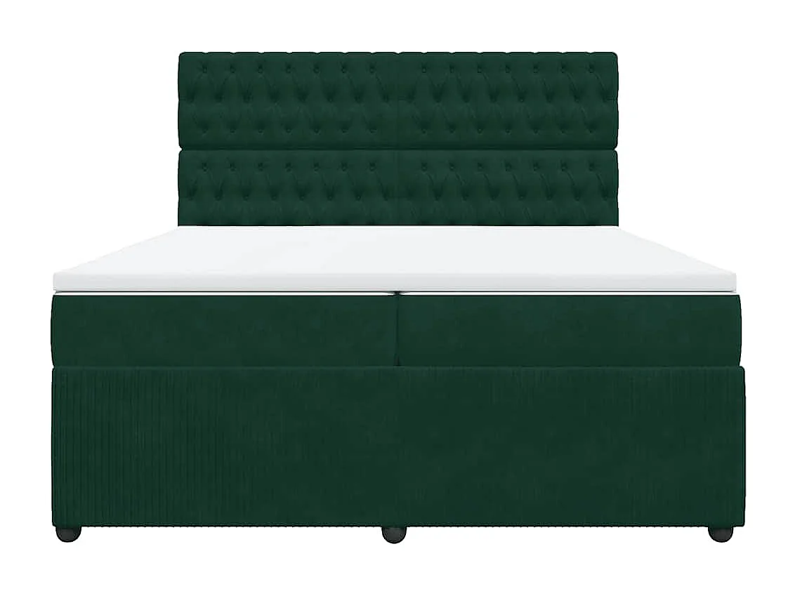 Boxspringbett mit Matratze Dunkelgrün 200x200 cm Samt
