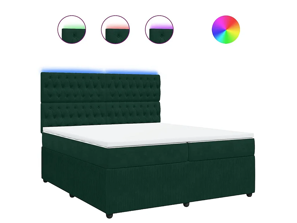 Boxspringbett mit Matratze Dunkelgrün 200x200 cm Samt