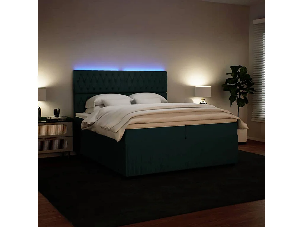Boxspringbett mit Matratze Dunkelgrün 200x200 cm Samt