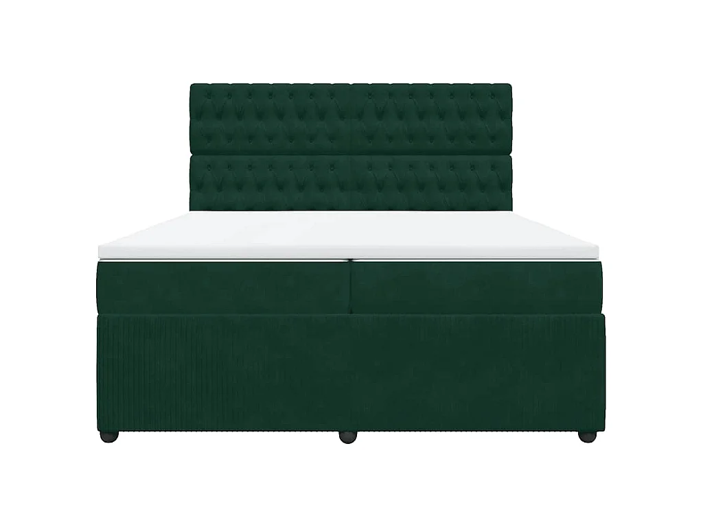 Boxspringbett mit Matratze Dunkelgrün 200x200 cm Samt