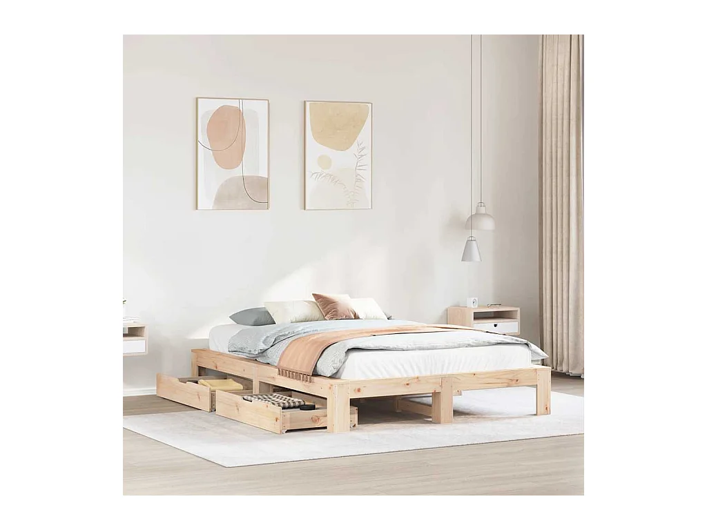 Bedframe zonder matras massief grenenhout 150x200 cm