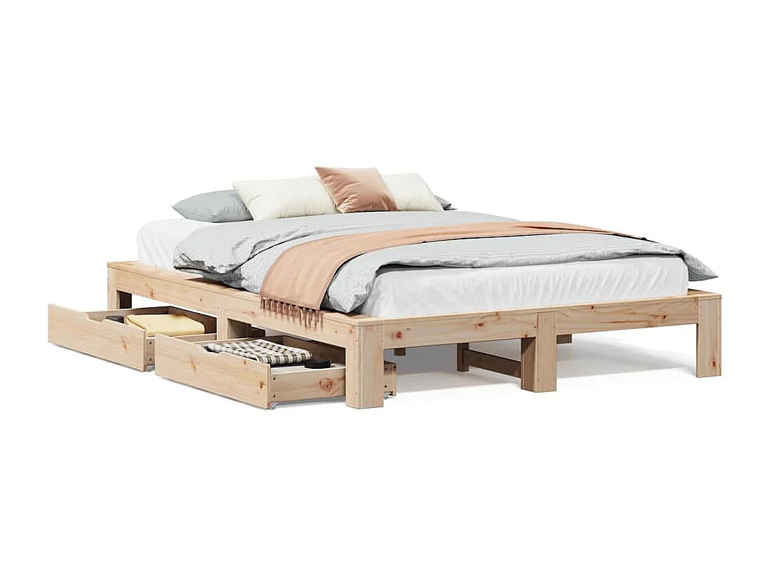 Letto senza Materasso 150x200 cm in Legno Massello di Pino