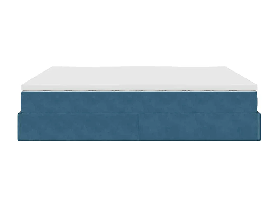 Cadre de lit ottoman avec matelas bleu foncé 200x200 cm velours