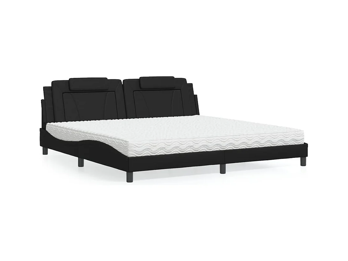 Lit avec matelas noir 200x200 cm similicuir