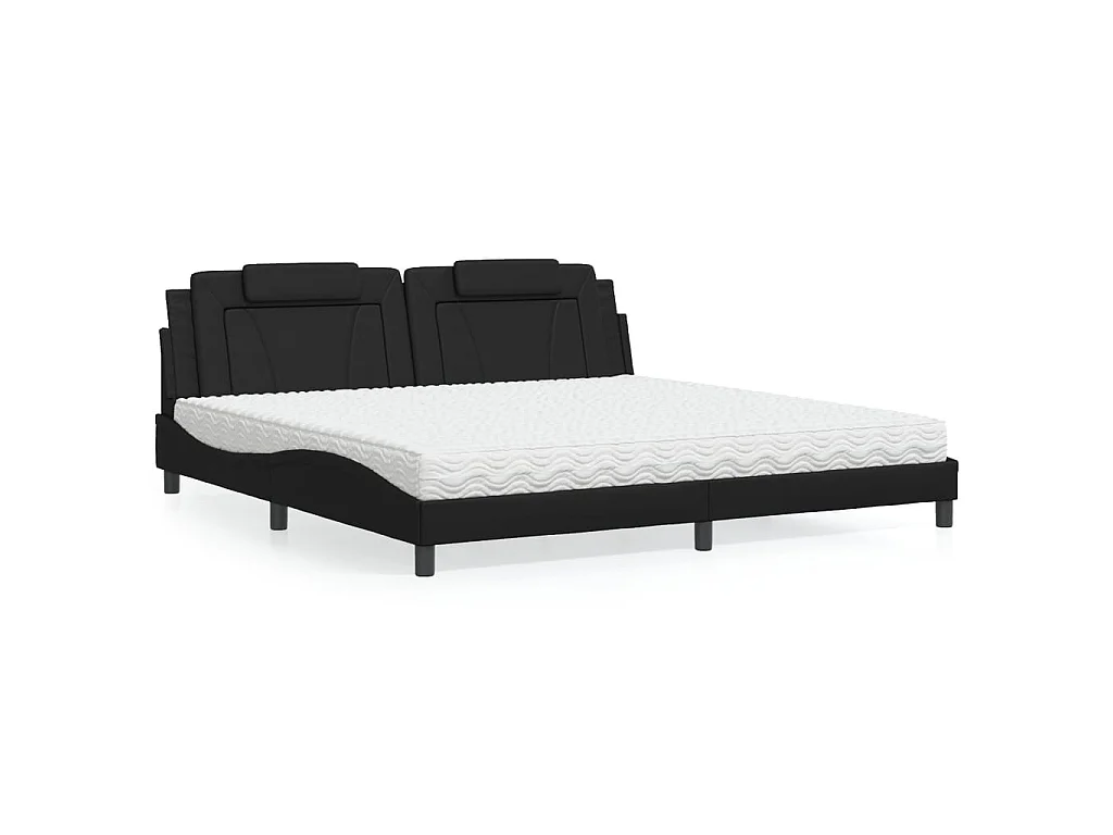 Bed "Viana" met matras kunstleer zwart 200x200 cm