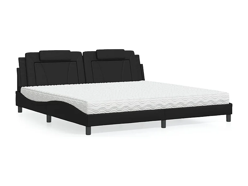 Lit Viana avec matelas noir 200x200 cm similicuir