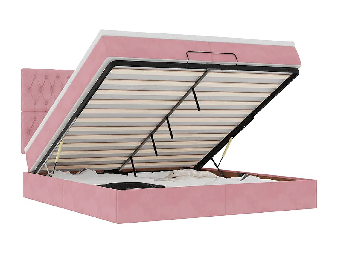 Ottoman bed met matrassen en LED's 200x200cm fluweel roze