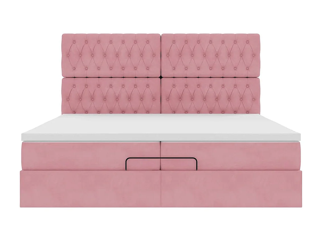 Ottoman bed met matrassen en LED's 200x200cm fluweel roze