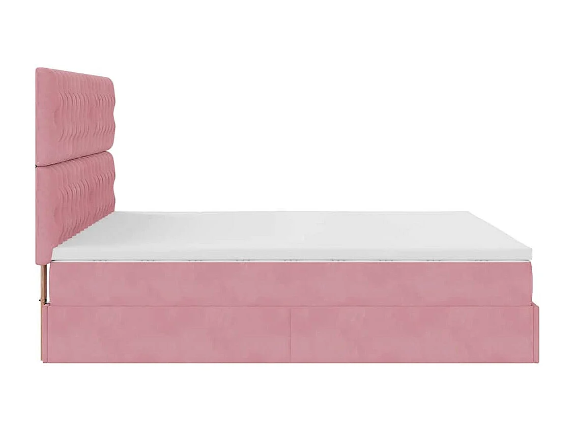 Ottoman bed met matrassen en LED's 200x200cm fluweel roze