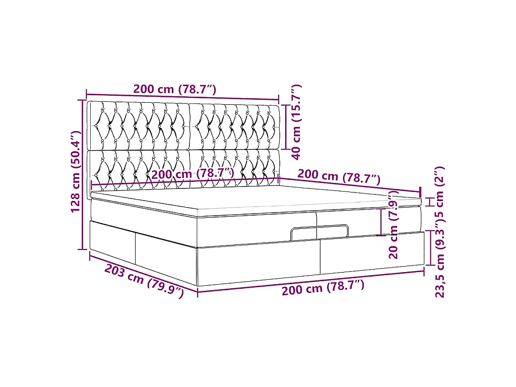 Ottoman bed met matrassen en LED's 200x200cm fluweel roze