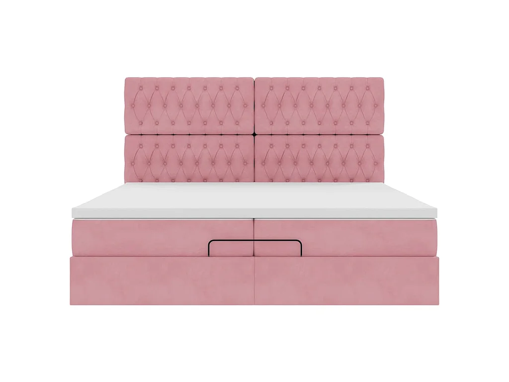 Ottoman bed met matrassen en LED's 200x200cm fluweel roze