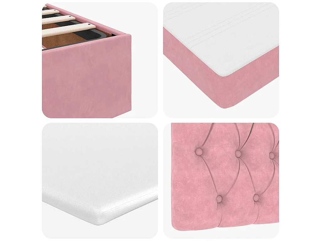 Ottoman bed met matrassen en LED's 200x200cm fluweel roze