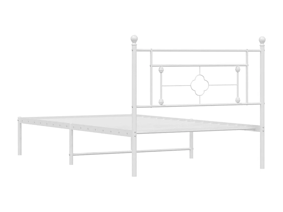 Bedframe met hoofdbord metaal wit 107x203 cm