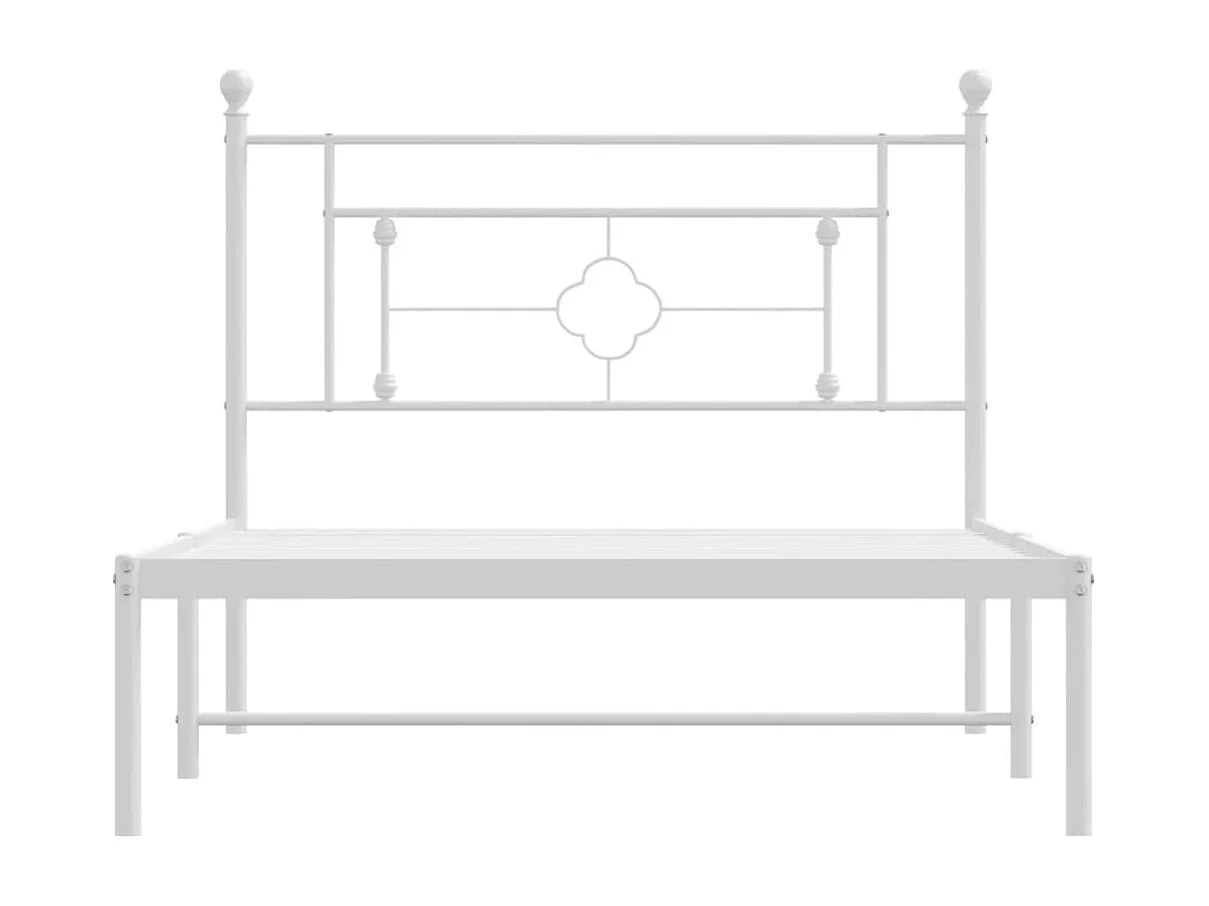 Cadre de lit métal sans matelas et tête de lit blanc 107x203 cm