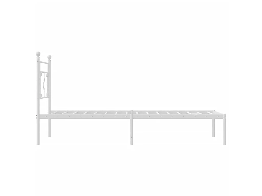 Cadre de lit métal sans matelas et tête de lit blanc 107x203 cm