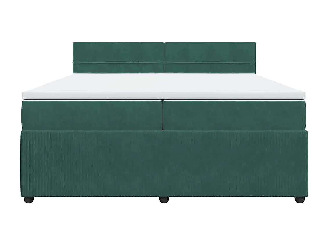 Giroletto a Molle con Materasso Verde Scuro 200x200 cm Velluto