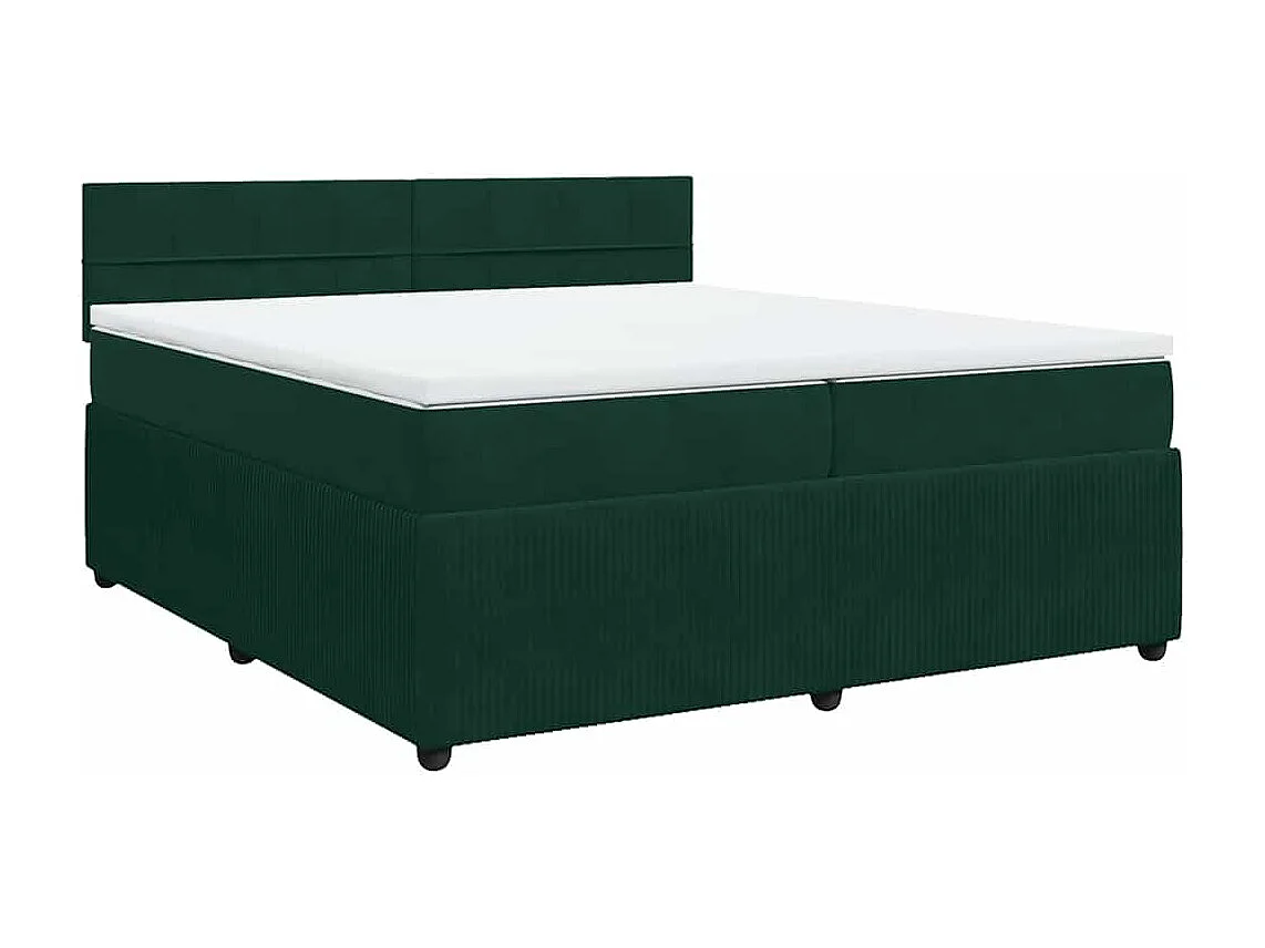 Giroletto a Molle con Materasso Verde Scuro 200x200 cm Velluto